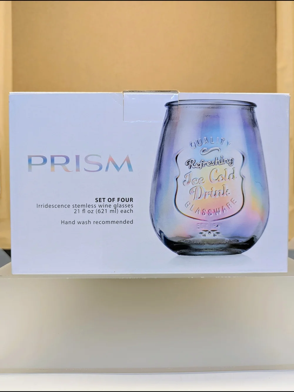 Irridescent Stemless Wine Glasses - Set of 4